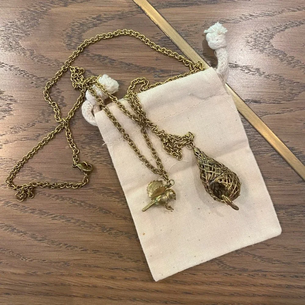 Brass Bird's Nest & Bird Necklace 32